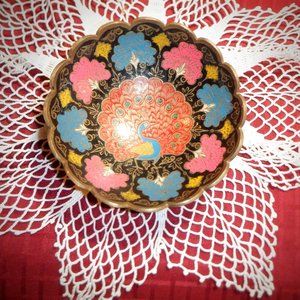~~~ CLOISONNE  PEACOCK ~~~ BOWL